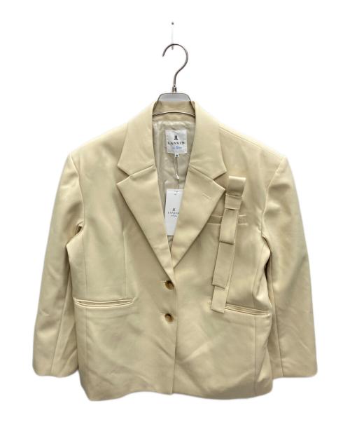 LANVIN en Bleu（ランバンオンブルー）LANVIN en Bleu (ランバンオンブルー) リボンブローチテーラードジャケット イエロー サイズ:SIZE 38の古着・服飾アイテム