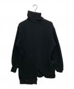 REGULATION Yohji Yamamotoレギュレーションヨウジヤマモト）の古着「Liy/C BRUSHED FRENCH TERRY PANELED HIGH-NECK PULLOVER」｜ブラック