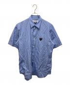 PLAY COMME des GARCONSプレイコムデギャルソン）の古着「STRIPED S/S SHIRT/ストライプシャツ」｜ネイビー