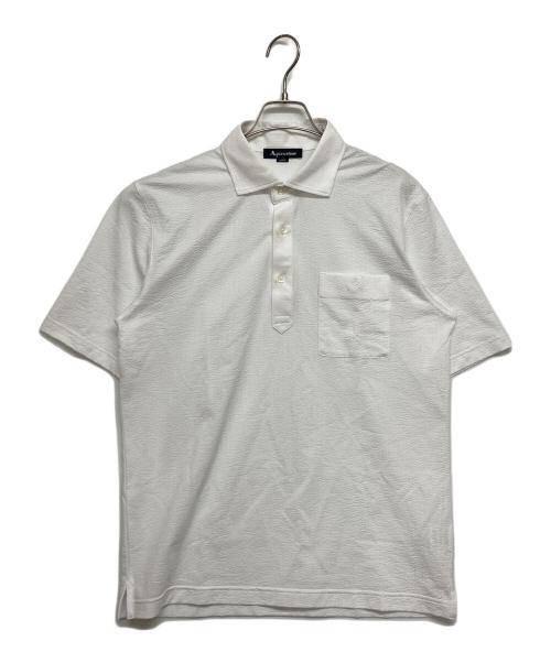 Aquascutum（アクアスキュータム）Aquascutum (アクアスキュータム) Sucker Jersey POLO ホワイト サイズ:SIZE Lの古着・服飾アイテム