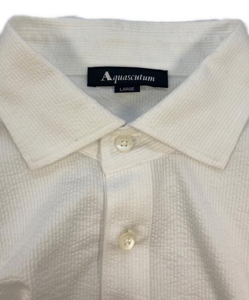 Aquascutum（アクアスキュータム）Aquascutum (アクアスキュータム) Sucker Jersey POLO ホワイト サイズ:SIZE Lの古着・服飾アイテム