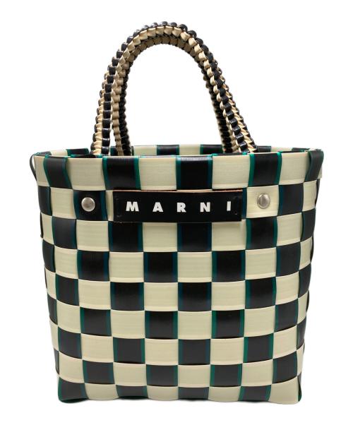 MARNI（マルニ）MARNI (マルニ) MARKET TAPE MINI BASUKET/マーケットテープミニバスケット グリーン×ホワイト サイズ:実寸サイズをご参照下さい。の古着・服飾アイテム