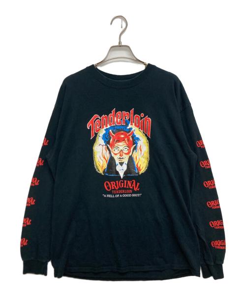 TENDERLOIN（テンダーロイン）TENDERLOIN (テンダーロイン) ヤング オールド ニック ロゴ ロングスリーブ Tシャツ ブラック サイズ:SIZE Lの古着・服飾アイテム