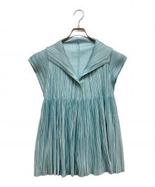 PLEATS PLEASE（プリーツプリーズ）の古着「プリーツベスト」｜スカイブルー
