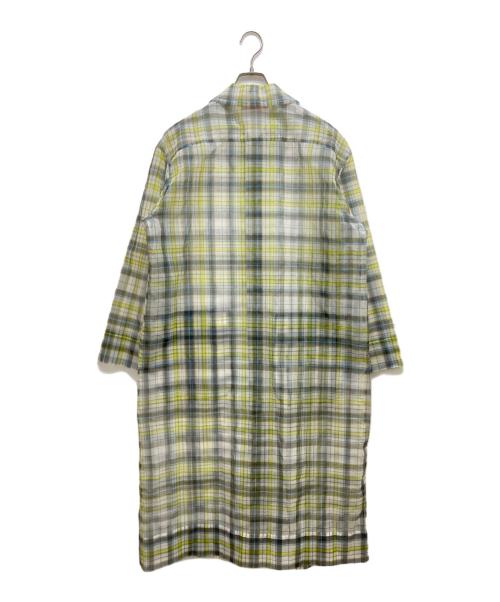 CABAN（キャバン）CABAN (キャバン) ナイロンオーガンジー チェックプリントステンカラーコート グリーン サイズ:Fの古着・服飾アイテム