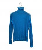 AURALEEオーラリー）の古着「WOOL RASCHEL MESH TURTLE NECK L/S」｜スカイブルー
