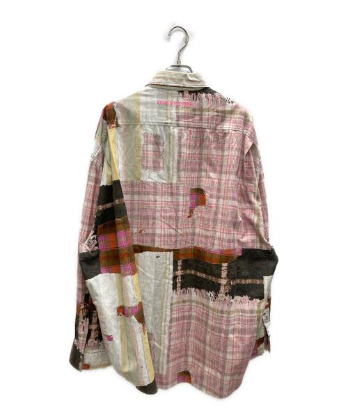Acne studios（アクネ ストゥディオス）Acne studios (アクネ ストゥディオス) パッチワークプリントシャツ ピンク サイズ:48の古着・服飾アイテム