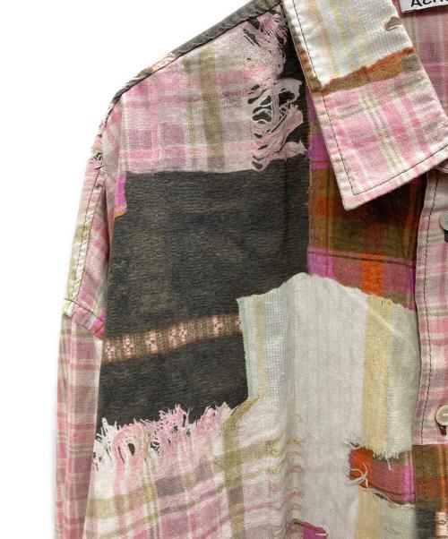 Acne studios（アクネ ストゥディオス）Acne studios (アクネ ストゥディオス) パッチワークプリントシャツ ピンク サイズ:48の古着・服飾アイテム