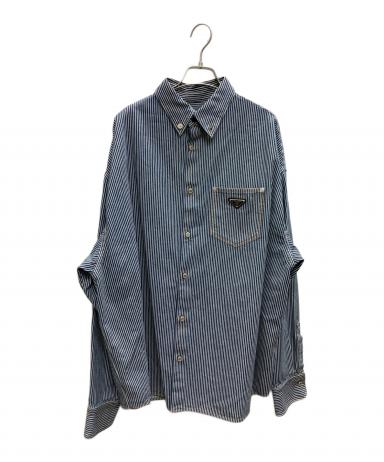 中古・古着通販】PRADA (プラダ) トライアングルロゴ ブルーストライプ