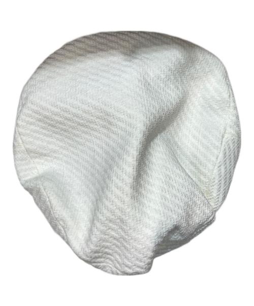 PRADA（プラダ）PRADA (プラダ) ニット×パテントレザートライアングルロゴプレートキャップ ブラック×ホワイト サイズ:XLの古着・服飾アイテム