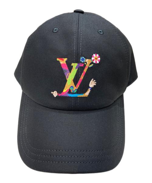 LOUIS VUITTON（ルイ ヴィトン）LOUIS VUITTON (ルイ ヴィトン) TAKASHI MURAKAMI (タカシ ムラカミ) Superflat Cap ブラックの古着・服飾アイテム