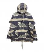 MICHIGAN RAGミシガンラグ）の古着「90Sカモメ柄フーデッドコート」｜ネイビー×ホワイト