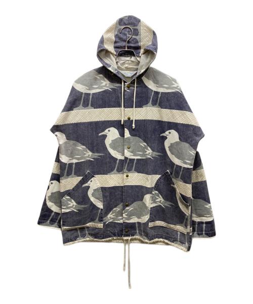 MICHIGAN RAG（ミシガンラグ）MICHIGAN RAG (ミシガンラグ) 90Sカモメ柄フーデッドコート ネイビー×ホワイト サイズ:不明の古着・服飾アイテム