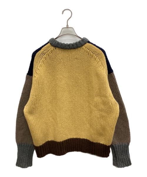 NKNIT（ンニット）NKNIT (ンニット) カラーブロックニットセーター ブラウン×イエロー サイズ:SIZE 2の古着・服飾アイテム