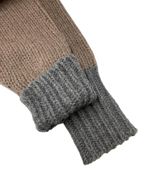 NKNIT（ンニット）NKNIT (ンニット) カラーブロックニットセーター ブラウン×イエロー サイズ:SIZE 2の古着・服飾アイテム