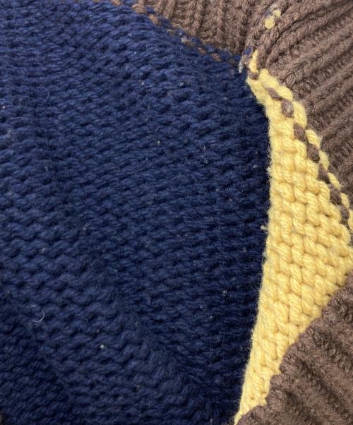 NKNIT（ンニット）NKNIT (ンニット) カラーブロックニットセーター ブラウン×イエロー サイズ:SIZE 2の古着・服飾アイテム