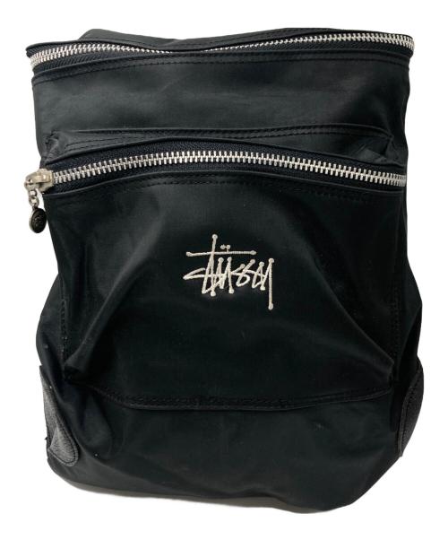 stussy（ステューシー）stussy (ステューシー) レザー切替 ナイロンリュック ブラックの古着・服飾アイテム
