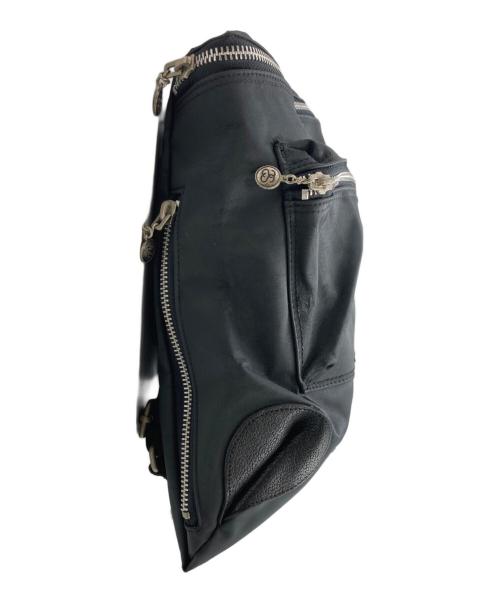 stussy（ステューシー）stussy (ステューシー) レザー切替 ナイロンリュック ブラックの古着・服飾アイテム