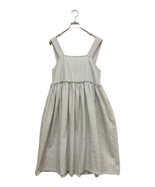 shrimps（シュリンプス）shrimps (シュリンプス) バックレースアップストライプワンピース ブラック×ホワイト サイズ:SIZE 101cm (W40)の古着・服飾アイテム