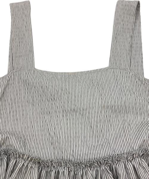 shrimps（シュリンプス）shrimps (シュリンプス) バックレースアップストライプワンピース ブラック×ホワイト サイズ:SIZE 101cm (W40)の古着・服飾アイテム