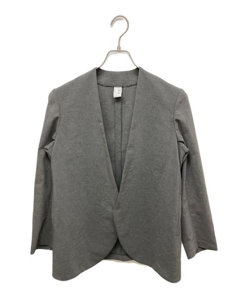 NO CONTROL AIR（ノーコントロールエアー）NO CONTROL AIR (ノーコントロールエアー) 強撚ポリエステル・ストレッチポプリンノーカラージャケット グレー サイズ:SIZE XXSの古着・服飾アイテム