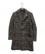 LARDINIラルディーニ）の古着「ブートニエール付属アルパカ混 チェックシングルウールコート」｜ネイビー