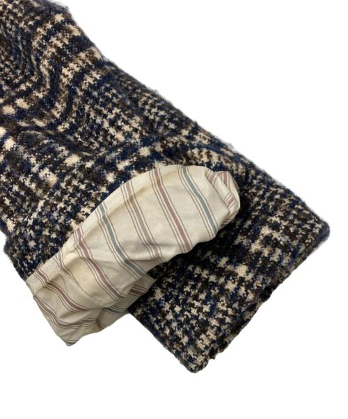 LARDINI（ラルディーニ）LARDINI (ラルディーニ) ブートニエール付属アルパカ混 チェックシングルウールコート ネイビー サイズ:サイズ44の古着・服飾アイテム