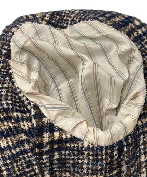 LARDINI（ラルディーニ）LARDINI (ラルディーニ) ブートニエール付属アルパカ混 チェックシングルウールコート ネイビー サイズ:サイズ44の古着・服飾アイテム