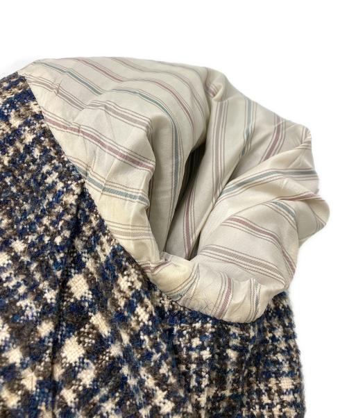 LARDINI（ラルディーニ）LARDINI (ラルディーニ) ブートニエール付属アルパカ混 チェックシングルウールコート ネイビー サイズ:サイズ44の古着・服飾アイテム