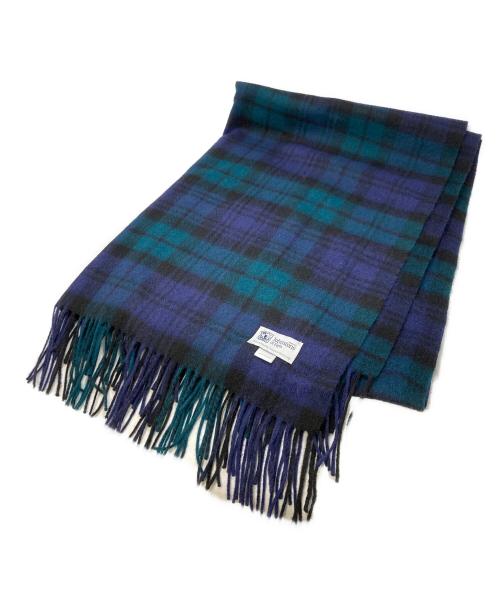 JOHNSTONS OF ELGIN（ジョンストンズオブエルガン）JOHNSTONS OF ELGIN (ジョンストンズオブエルガン) カシミヤ大判ストール グリーン×ネイビーの古着・服飾アイテム