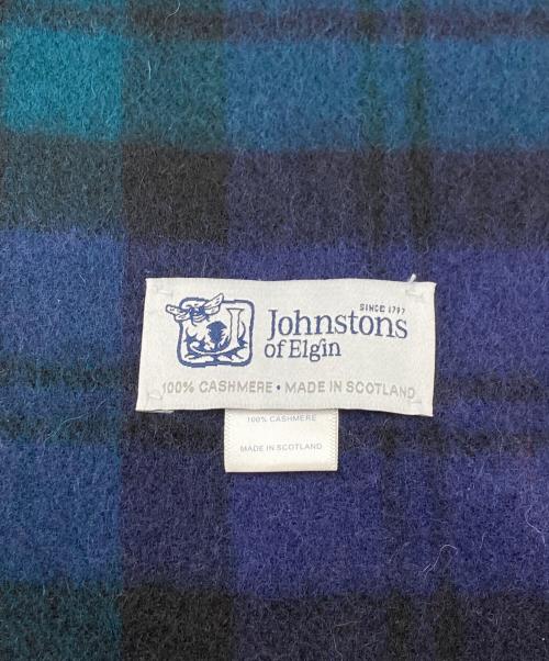 JOHNSTONS OF ELGIN（ジョンストンズオブエルガン）JOHNSTONS OF ELGIN (ジョンストンズオブエルガン) カシミヤ大判ストール グリーン×ネイビーの古着・服飾アイテム