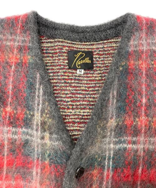 Needles（ニードルズ）Needles (ニードルズ) Mohair Cardigan レッド×グレー サイズ:Mの古着・服飾アイテム