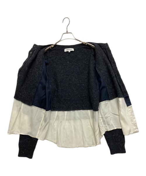 ENFOLD（エンフォルド）ENFOLD (エンフォルド) LAYERED CARDIGAN グレー×ホワイト サイズ:SIZE 38の古着・服飾アイテム