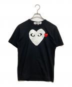 PLAY COMME des GARCONSプレイコムデギャルソン）の古着「Printed Heart T-Shirt With Red Emblem Black」｜ブラック
