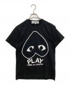 PLAY COMME des GARCONSプレイコムデギャルソン）の古着「逆さラインハート Playロゴ半袖Tシャツ」｜ブラック