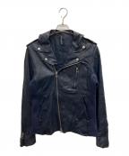 glambグラム）の古着「ラムレザー ライダースジャケット」｜ネイビー