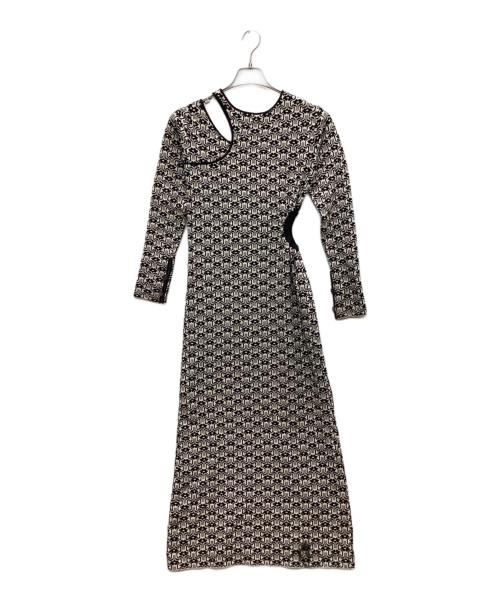 AMBERGLEAM（アンバーグリーム）AMBERGLEAM (アンバーグリーム) アートニットドレス ホワイト サイズ:SIZE Ｍの古着・服飾アイテム