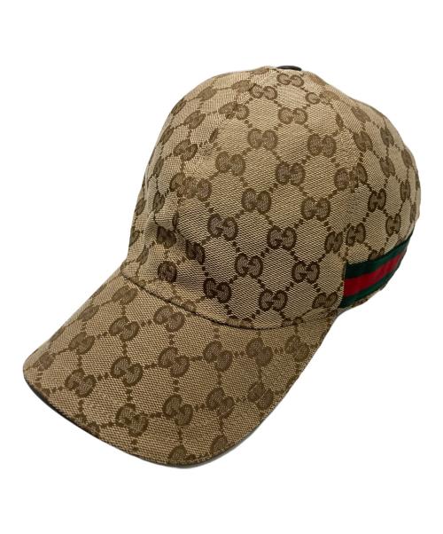 GUCCI（グッチ）GUCCI (グッチ) GGキャンバス シェリーライン キャップ ブラウンの古着・服飾アイテム