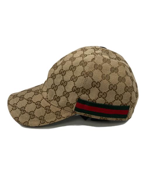 GUCCI（グッチ）GUCCI (グッチ) GGキャンバス シェリーライン キャップ ブラウンの古着・服飾アイテム