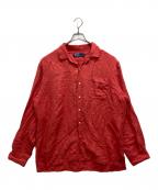 POLO RALPH LAURENポロ・ラルフローレン）の古着「リネン シルク オープンカラーシャツ」｜レッド