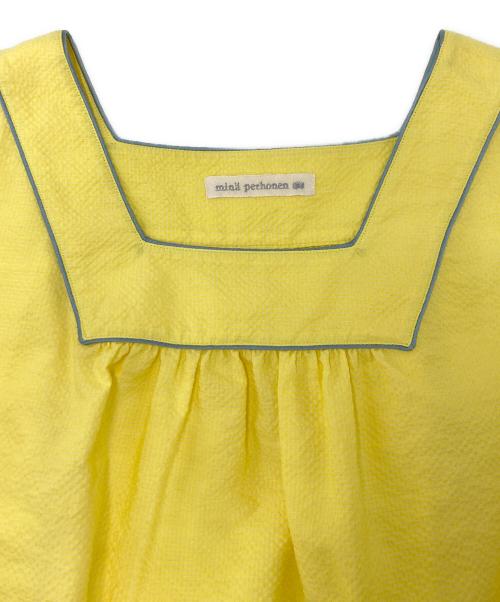 mina perhonen（ミナ ペルホネン）mina perhonen (ミナ ペルホネン) sitruuna スクエアネックブラウス イエロー サイズ:38の古着・服飾アイテム