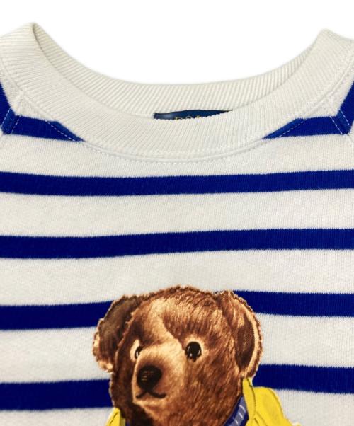 POLO RALPH LAUREN（ポロ・ラルフローレン）POLO RALPH LAUREN (ポロ・ラルフローレン) ラグランボーダーポロベアスウェット ホワイト×ブルー サイズ:SIZE XSの古着・服飾アイテム
