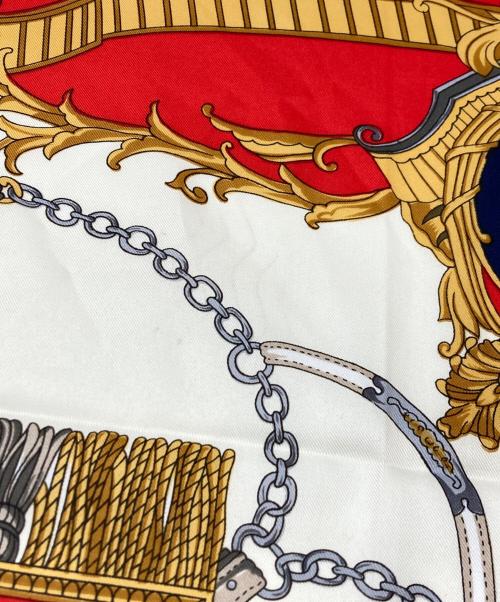 HERMES（エルメス）HERMES (エルメス) スカーフ ホワイト×レッドの古着・服飾アイテム