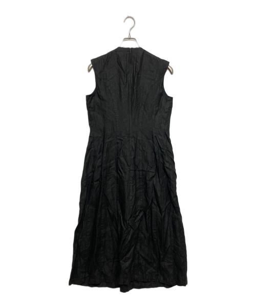 DRIES VAN NOTEN（ドリスヴァンノッテン）DRIES VAN NOTEN (ドリスヴァンノッテン) ノースリーブプリーツリネンワンピース ブラック サイズ:SIZE42の古着・服飾アイテム