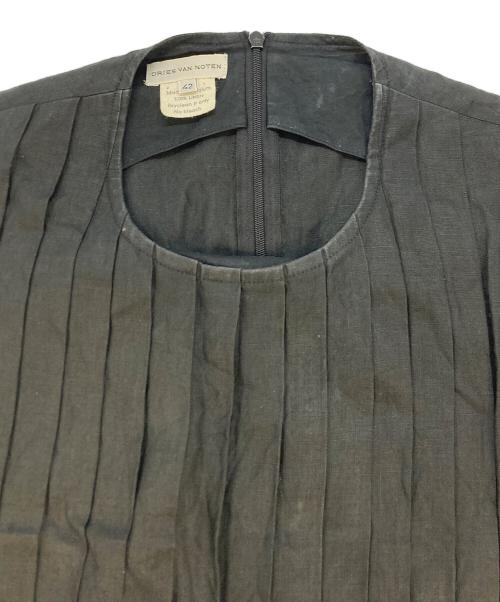 DRIES VAN NOTEN（ドリスヴァンノッテン）DRIES VAN NOTEN (ドリスヴァンノッテン) ノースリーブプリーツリネンワンピース ブラック サイズ:SIZE42の古着・服飾アイテム