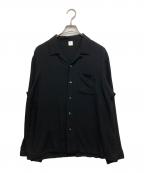 FRONT 11201フロント 11201）の古着「Open Collar Shirt/ Black Rayon Gabardine」｜ブラック