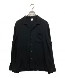 FRONT 11201（フロント 11201）の古着「Open Collar Shirt/ Black Rayon Gabardine」｜ブラック
