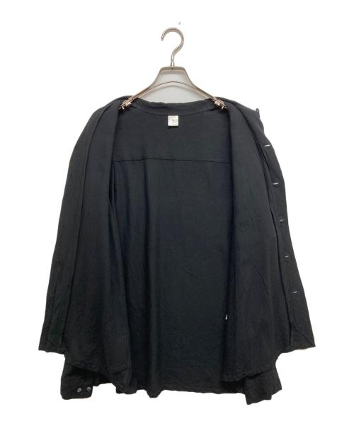 FRONT 11201（フロント 11201）FRONT 11201 (フロント 11201) Open Collar Shirt/ Black Rayon Gabardine ブラック サイズ:SIZE Mの古着・服飾アイテム