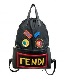 FENDI（フェンディ）の古着「ロゴ フェイス ドローストリングバッグ」｜ブラック