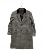 LOVELESSラブレス）の古着「ハウンドトゥースロングチェスターコート」｜ブラック
